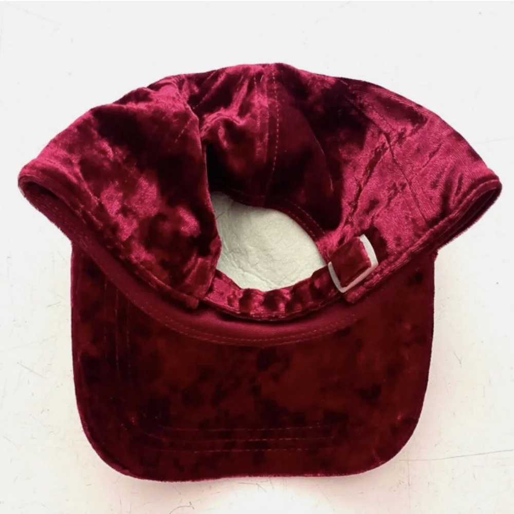PINK Victorias Secret New Velvet Logo Deep Ruby Baseball Cap Hat O/S